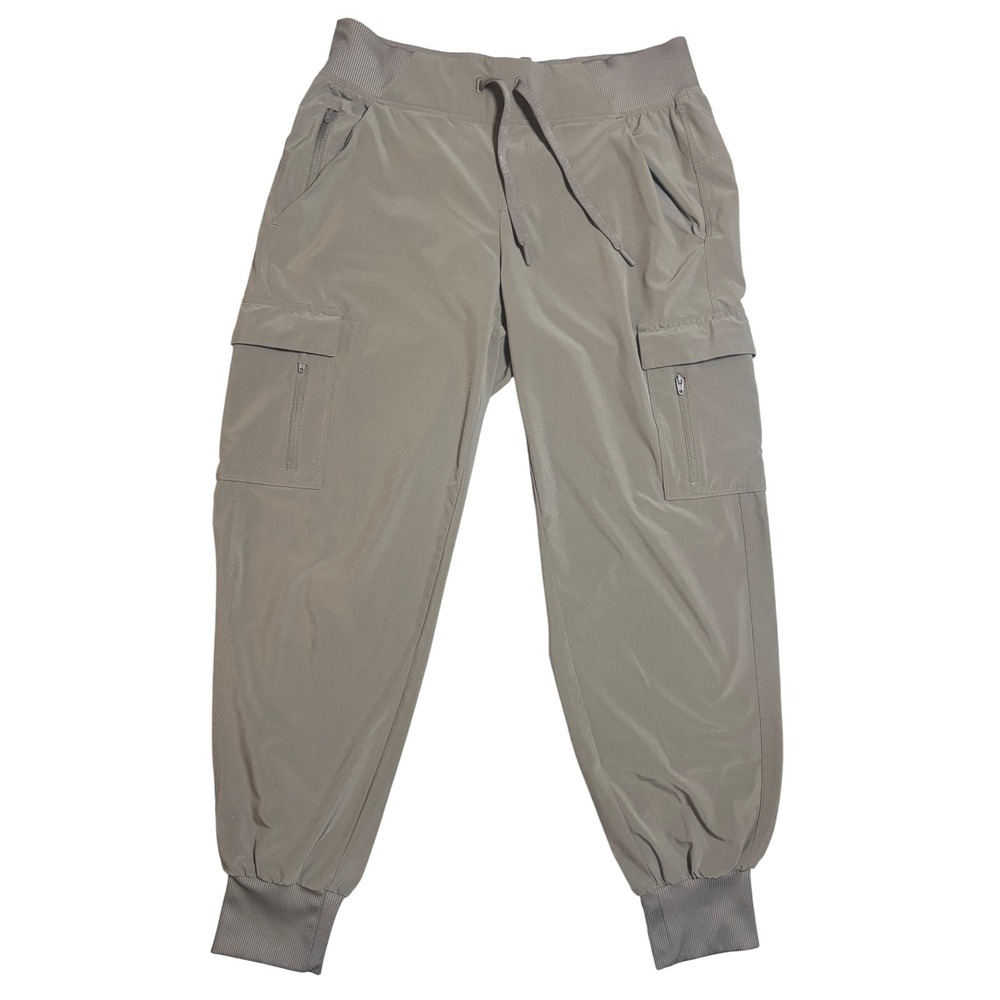 All in Motion Cargo Joggers Size S Brown Taupe Zipper Pockets Ribbed Cuffs